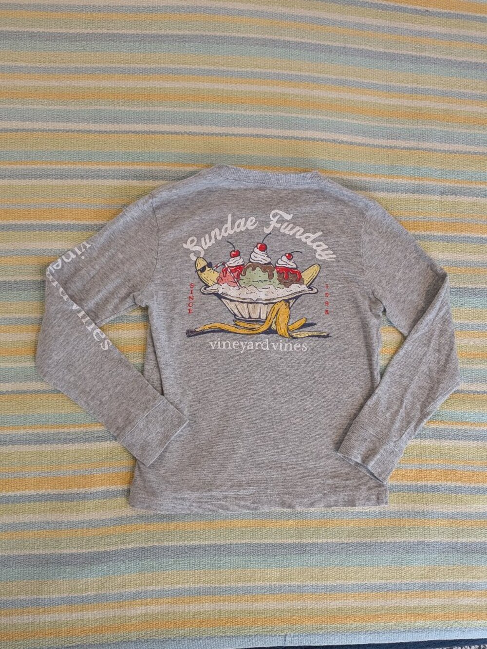 ⭐ Kids Vineyard Vines Sundae Funday ice cream gray long sleeve shirt size 6
